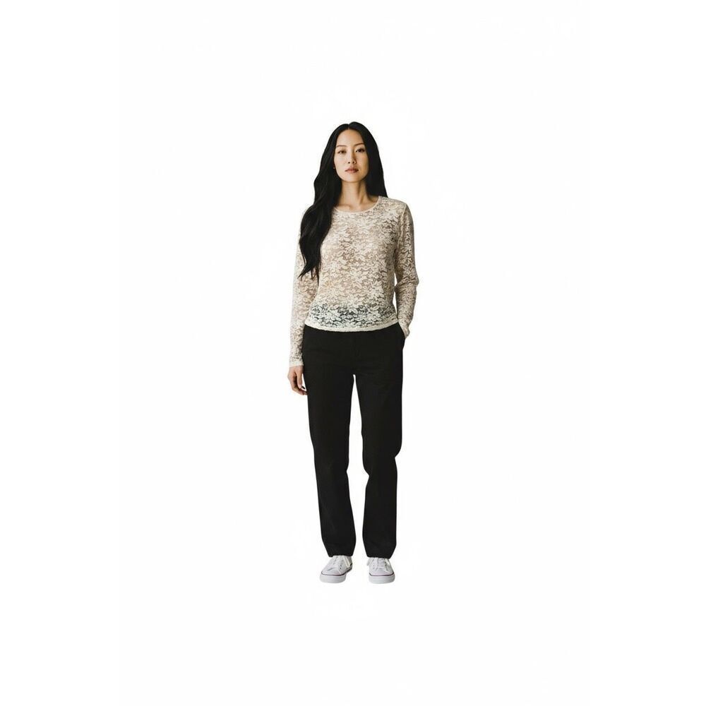 Long Sleeve Lace Crew Neck Top